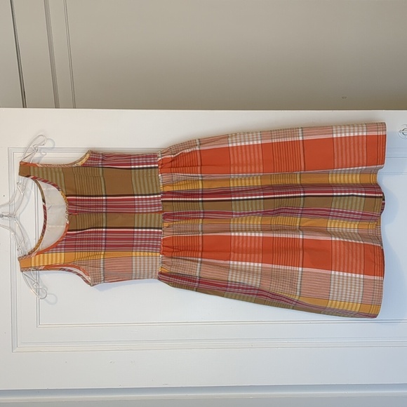 Plaid Fall Pumpkin Patch Oktoberfest Tank Dress Cotton Midi Autumn Leaves Size 4 - Picture 5 of 7